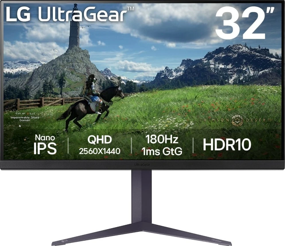 Monitorius LG | 32GS85Q-B | 32 " | IPS | QHD | 16:9 | 180 Hz | 1 ms | 2560 x 1440 pikselių | 350 cd/m² | HDMI jungtys quantity 2