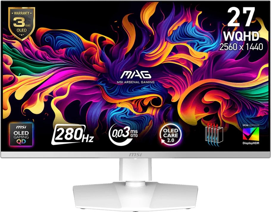 Monitorius MSI MAG 272QPW QD-OLED X28 - 280Hz | QHD | QD OLED | 26,5" | 0,03 ms | HDR400 | USB-C