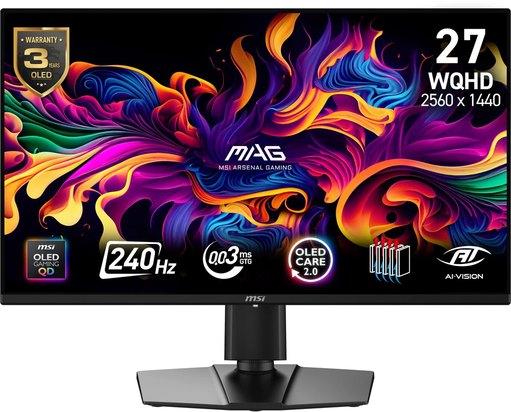 Monitorius MSI MAG 274QP QD-OLED X24 27″ / WQHD / 240Hz / 0,03 ms (GTG) (juodas) – adjustable height