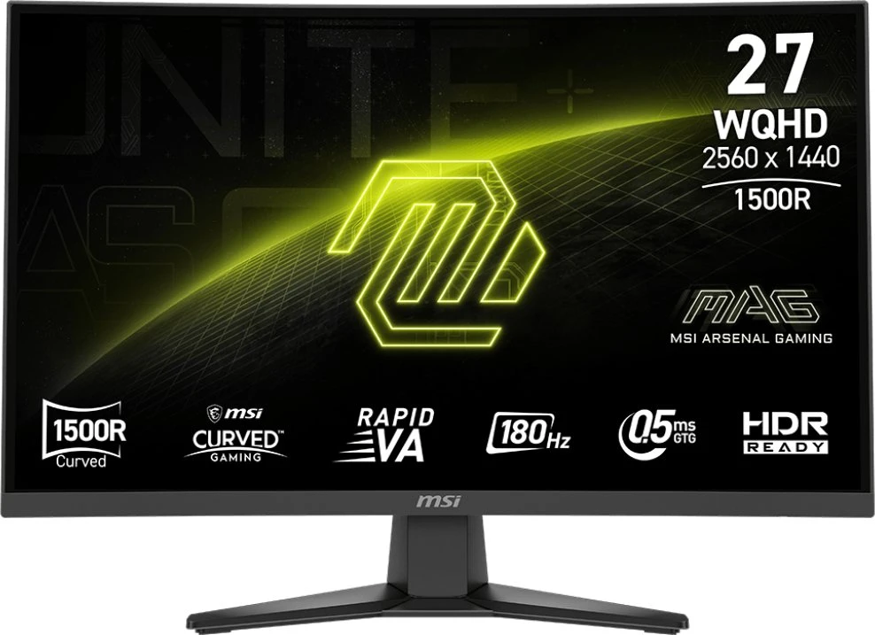 Monitorius MSI MAG 275CQF E18 / 27″ / WQHD / Rapid VA / 180Hz / 0.5ms (GtG) / curved / juodas