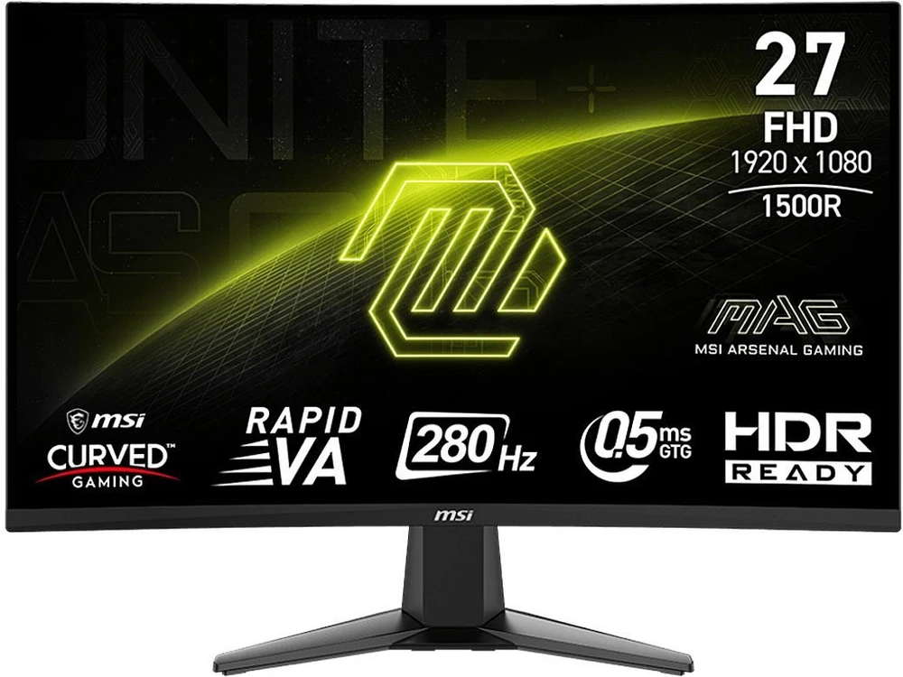 Monitorius MSI MAG276CXF 27 colių Rapid VA FHD Curve 1500R 280Hz 1ms 2xHDMI DP ausinių išvestis Juodas