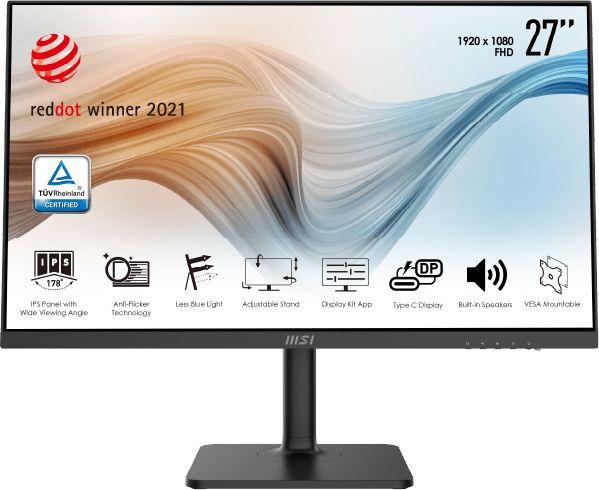 Monitorius MSI MODERN MD271P Business Panel IPS (1920x1080) 16:9, 75Hz,  Matte 5 ms. Speakers Swivel Pivot Height adjustable | Varle.lt