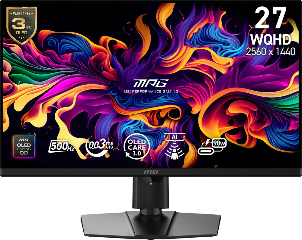 Gaming Monitorius MSI MPG 271QRDE QD-OLED X50 - 500Hz, PD 98Watt OLED (QD-OLED), Quantum Dot