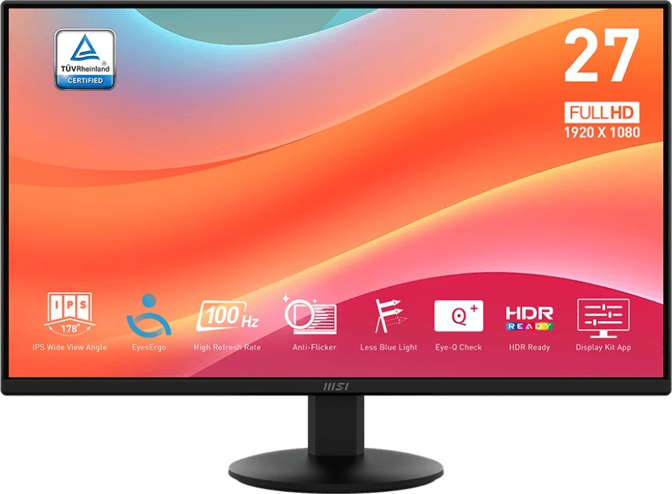 Monitorius MSI PRO MP272L 27" | Matinis | IPS | 1920x1080 | 16:9 | 100 Hz | 1 ms | Juodas