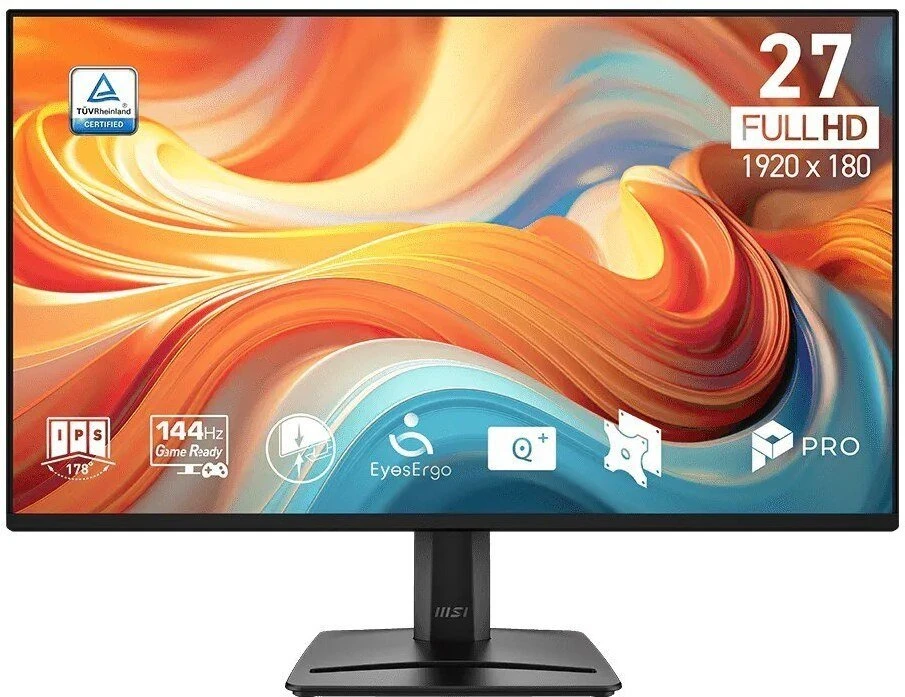 Monitorius MSI PRO MP275 E14L / 68,6 cm (27″) / 1920×1080 (FHD) / IPS / 144 Hz / 4 ms (GTG) / 300 nits / 1500:1