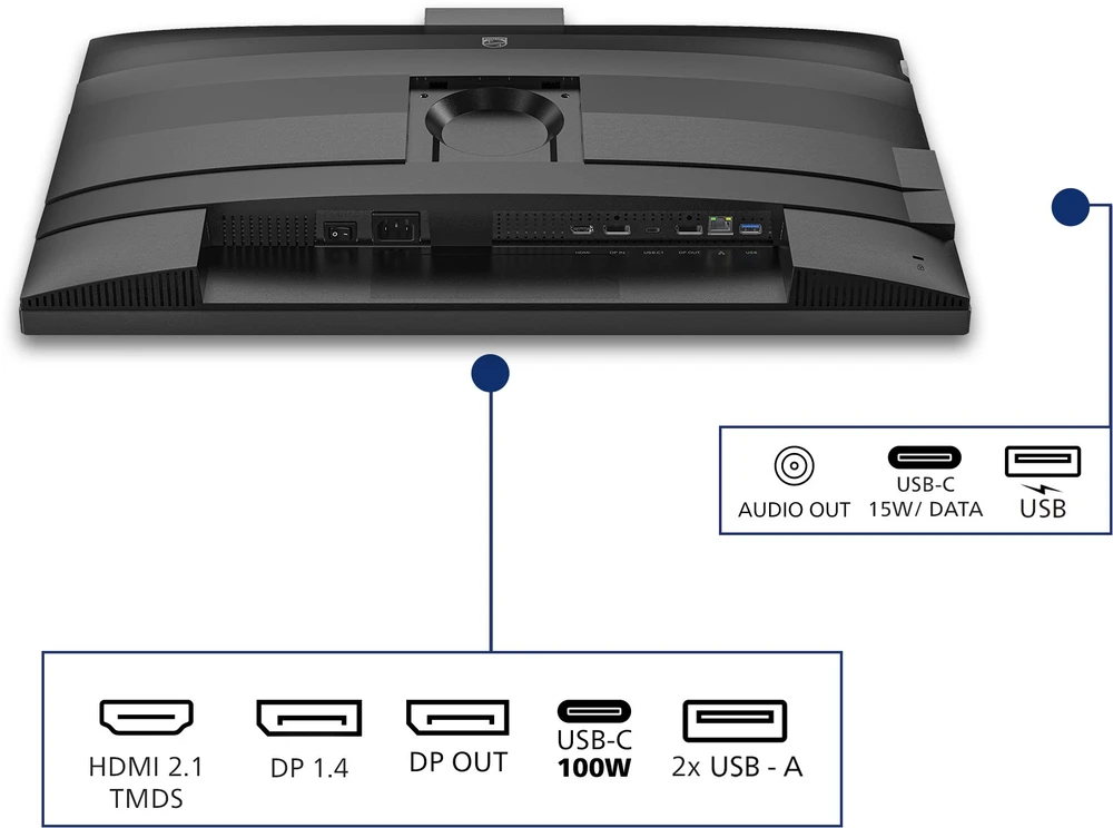Monitorius „Philips MT 27“ 27B2U4601H – 2560x1440, IPS, 120 Hz, HDMI, DP, USB šakotuvas, USB-C, PD, RJ45, Repro, Pivot, internetinė kamera