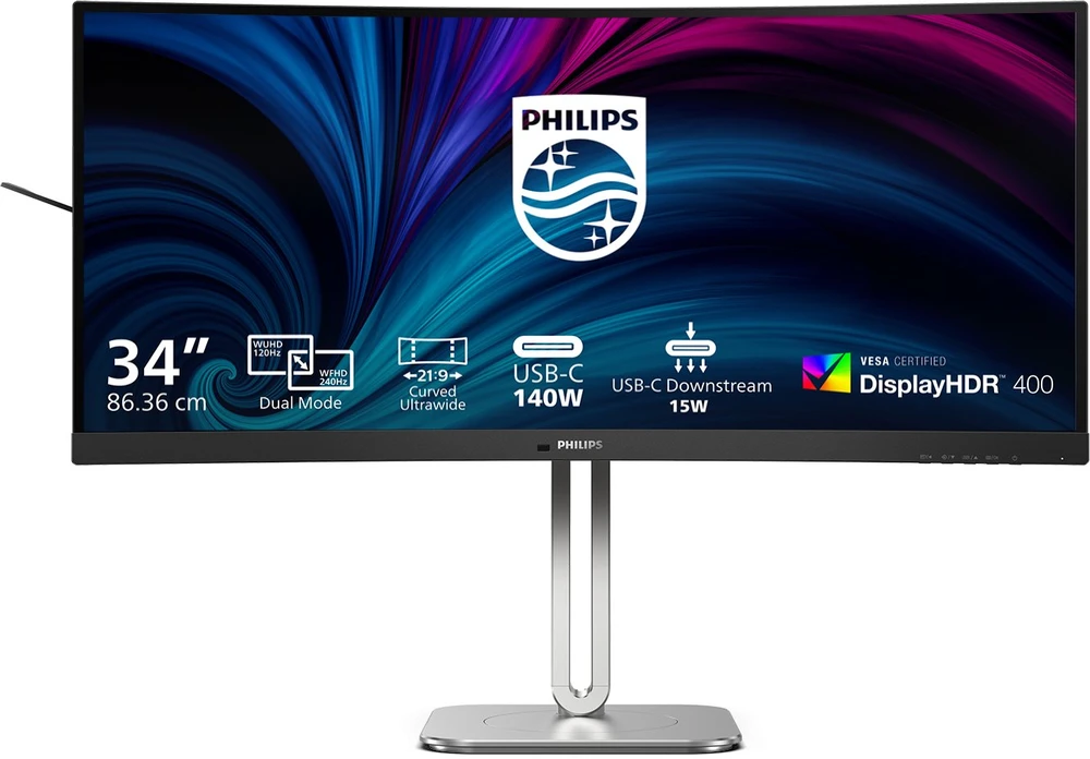 PHILIPS 34B2U5900C/00 34" Dual režimo lenktas verslo monitorius 21:9/5120x2160/350cdm2/2ms/DP HDMI USB-C | Philips | 34B2U5900C/00 | 34 " | VA | 21:9 | 120 Hz | 2 ms | 5120 x 2160 pikselių | 450 cd/m² | HDMI jungtys kiekis 2
