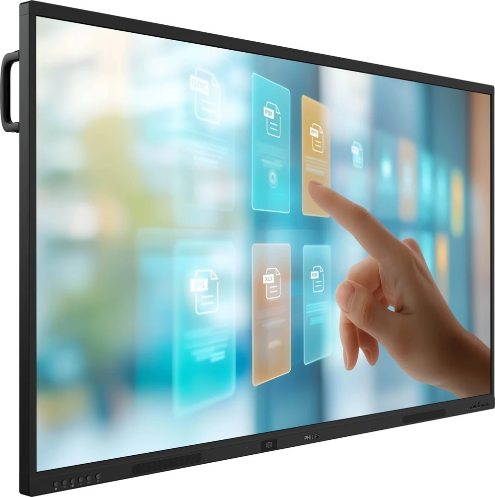 Monitorius „Philips“ 86 colių UHD – 400 Cd/m2 daugialypis jutiklinis ekranas su „Android 14.0“, „Google EDLA“ ekranu, IR jutikliniu ekranu, AR stiklu, interaktyviu ekranu ir HDMI išvestimi.