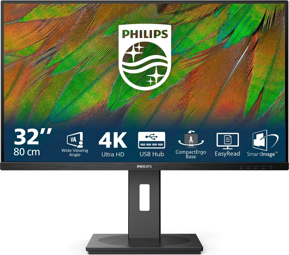 „PHILIPS 32B1N3800/00“ 31,5 colio UHD LED monitorius, 16:9, VA, 60 Hz, 2xHDMI 2.0, DP 1.4, 16:9, VA, 60 Hz