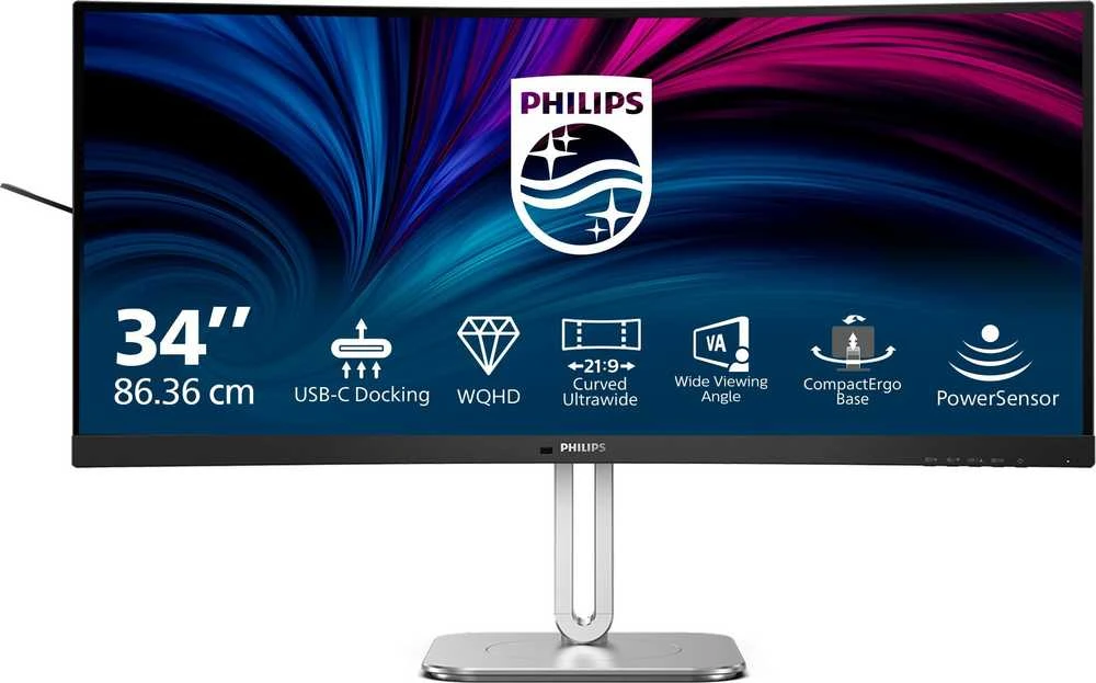 Monitorius PHILIPS 34B2U5600C/00 34 colių 3440x1440 120Hz VA lenktas/ 300  cd/m²/ HDMI 2.0 x 2, „DisplayPort“ 1.4 x 1, USB-C x 1