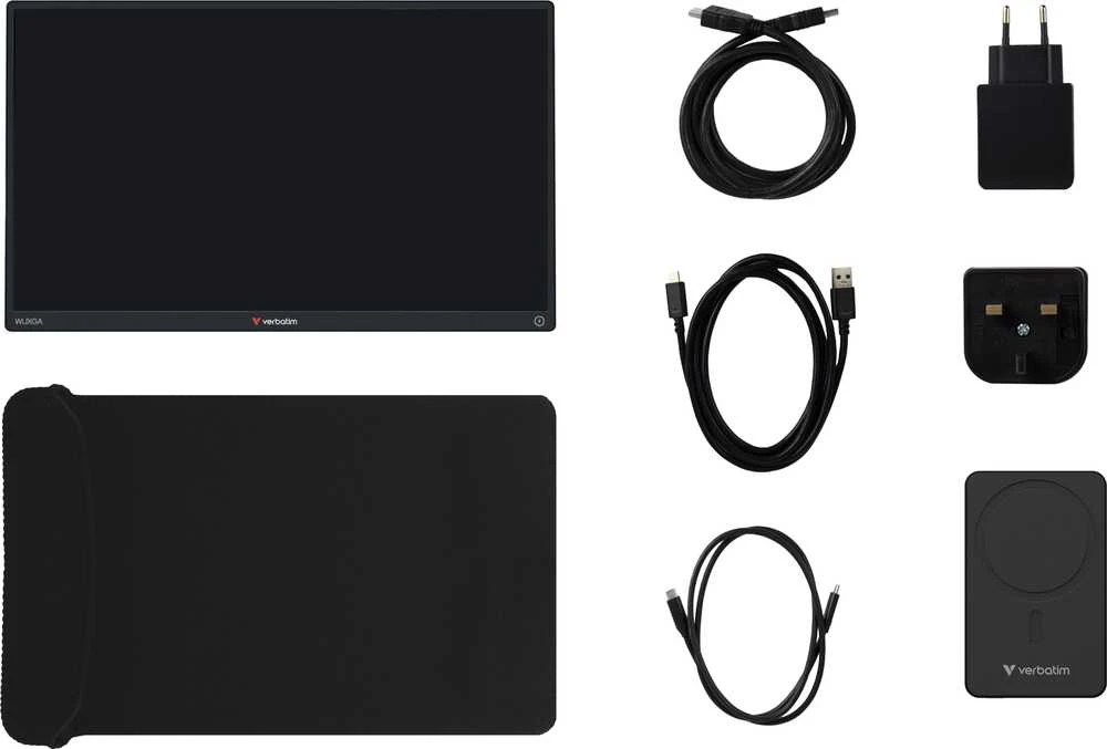 Verbatim Portable Jutiklinis ekranas Monitorius 13.3” ALU with 5000mAh Power Bank, Aliuminio Case, Juodas