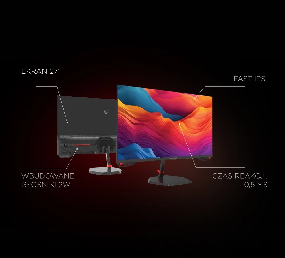 Kitas „Monitorius“ 27 colių „Rampage Crimson FHD 200Hz 1ms“ greitas IPS žaidimų monitorius