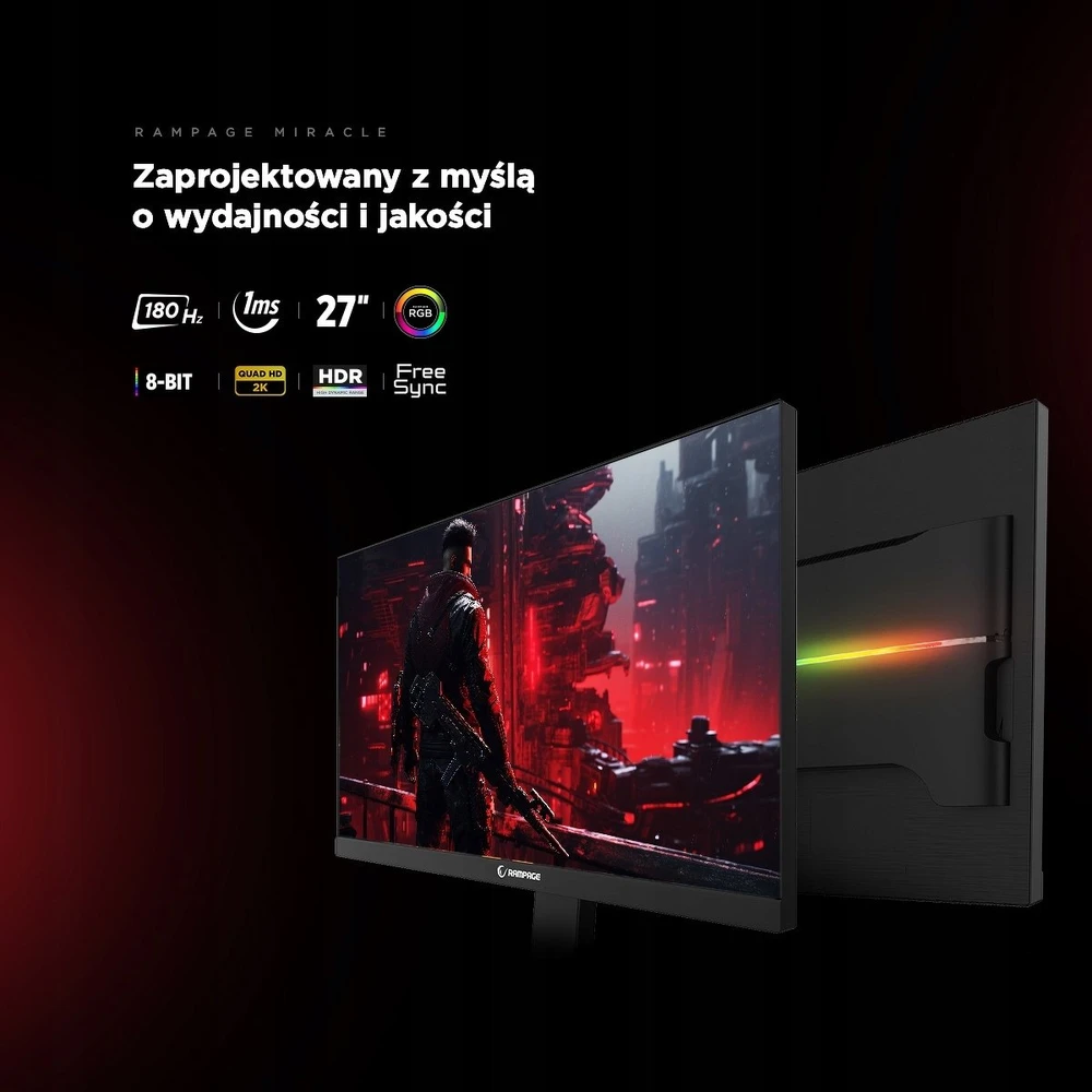 RAMPAGE MIRACLE 27-inch 180Hz 1ms QHD 2K Gaming Monitorius
