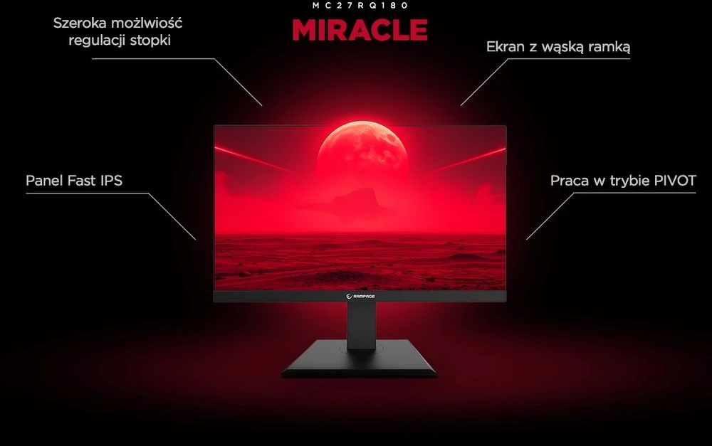 RAMPAGE MIRACLE 27-inch 180Hz 1ms QHD 2K Gaming Monitorius
