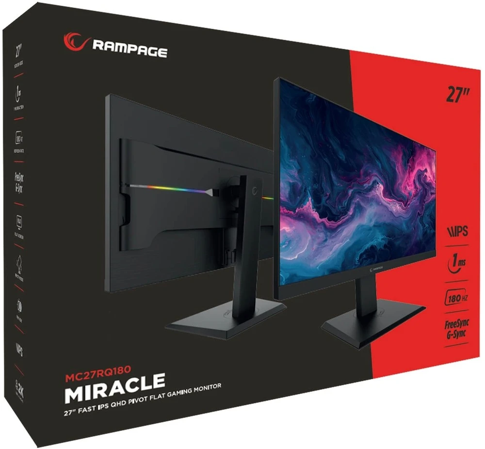 RAMPAGE MIRACLE 27-inch 180Hz 1ms QHD 2K Gaming Monitorius