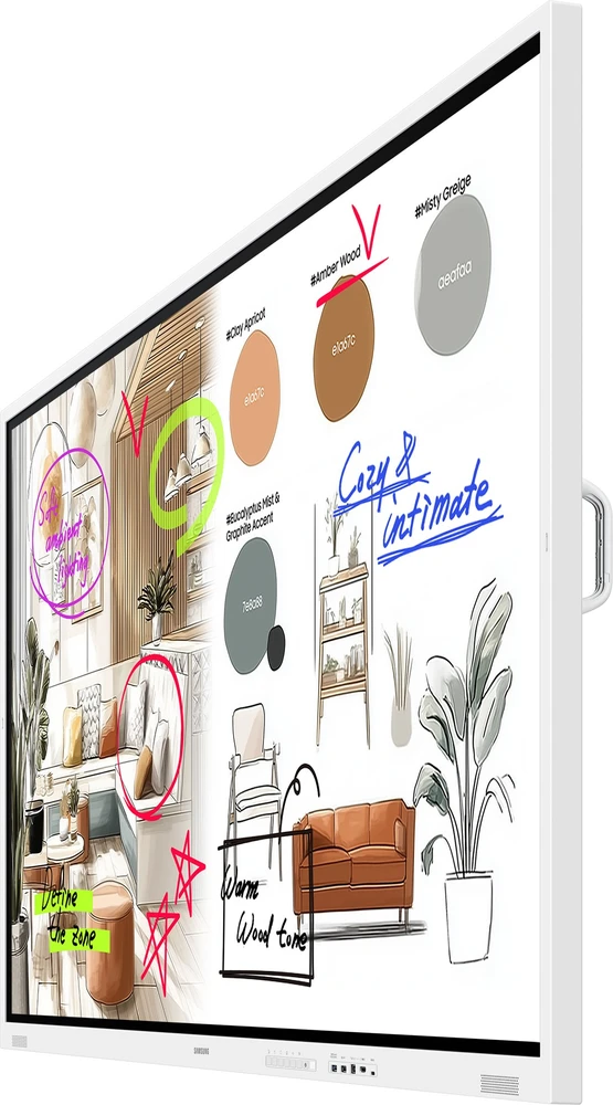 „Monitorius Samsung Flip WM85FX“ – 216 cm (85 colių) WMFX serijos LCD ekranas su LED foniniu apšvietimu – švietimo įstaigoms / verslui – integruota interaktyvi lenta – daugialiečiamasis ekranas – „Tizen OS“ – 4K UHD (2160p) 3840 x 2160 – „Gray-Baltas“
