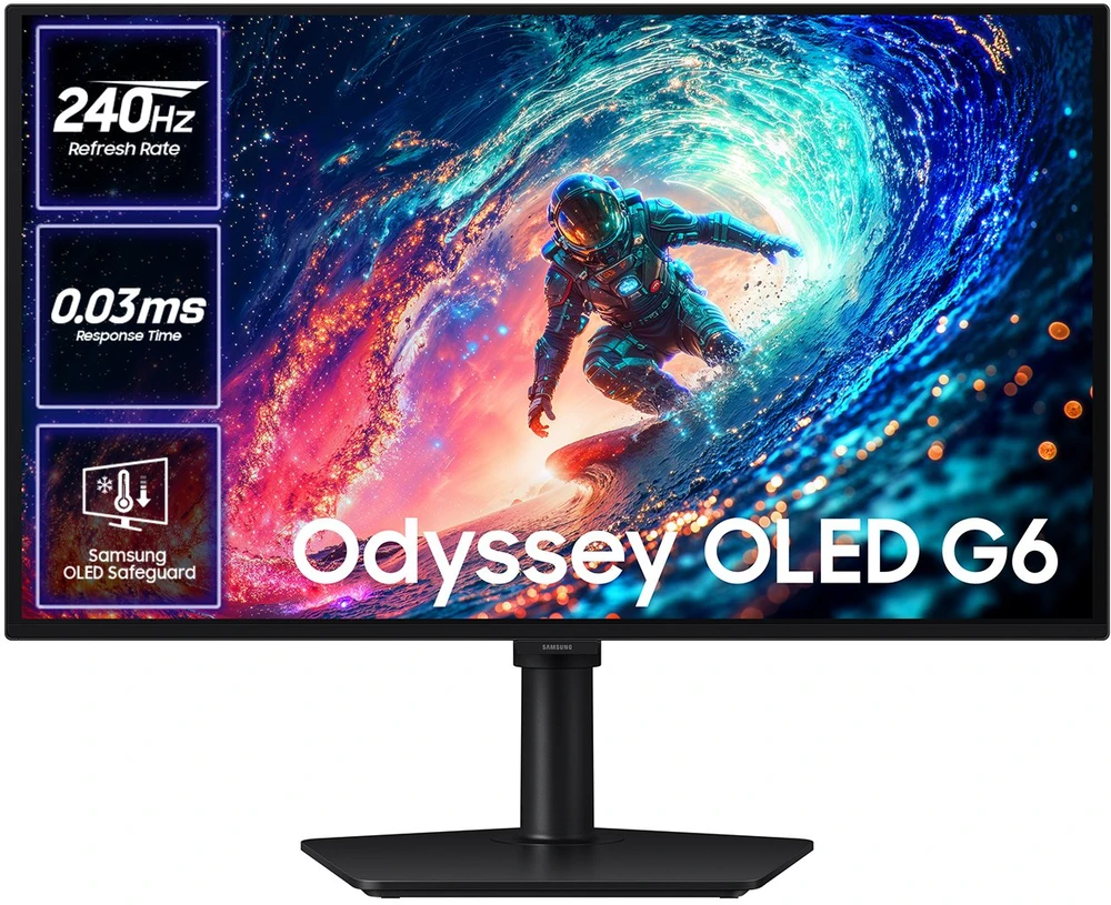 Monitorius Samsung | Odyssey OLED G6 G61SH | 27 " | OLED | QHD | 16:9 | 240 Hz | 0.03 ms | 2560 x 1440 pikselių | 200 cd/m² | HDMI jungtys quantity 1 | Juodas