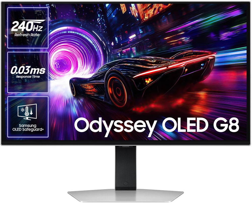 „Samsung Odyssey OLED G8 G81SF“, 27 colių įstrižainės 4K žaidimų monitorius, 240 Hz, QD-OLED, suderinamas su G-SYNC