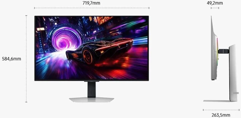 Samsung Monitorius 32 cale odyssey g8 oled 3940x2160 uhd 16:9 2xhdmi 1xdp 2xusb 3.2 0,03ms 240hz has+piv płaski 3yd2d (ls32fg816suxen)