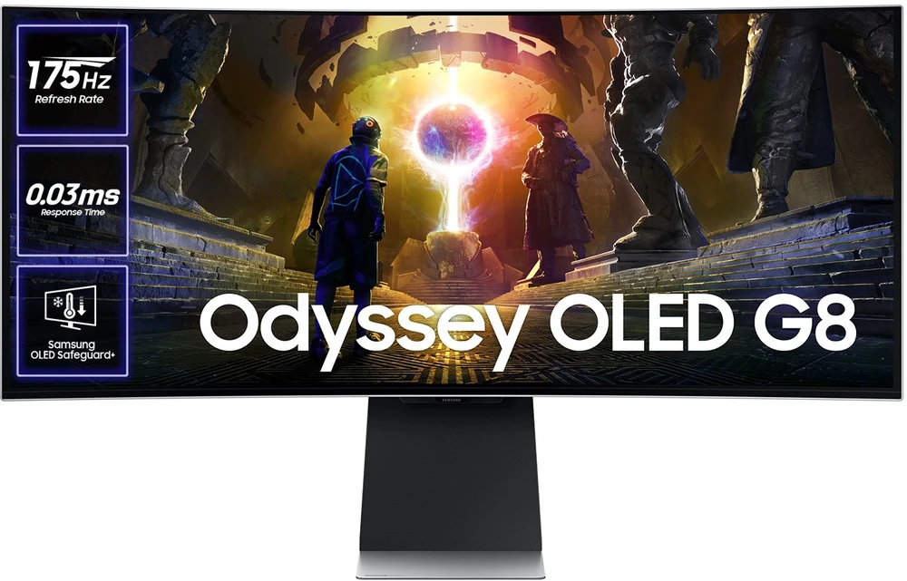 Monitorius Samsung | LS34DG850SUXDU | 34 " | OLED | 21:9 | 175 Hz | 0.03 ms | 3440 x 1440 pikselių | HDMI jungtys quantity 2 | Sidabrinis