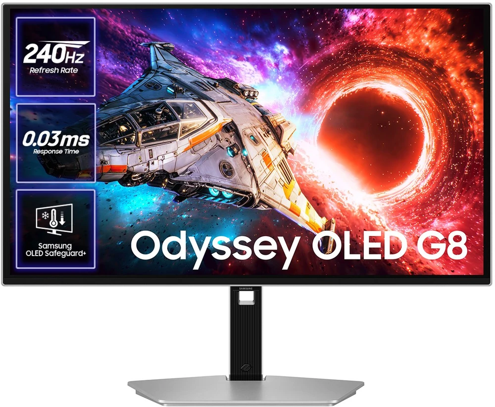 Monitorius Samsung LS27HG800SUXEN | 27 " | QD-OLED | 16:9 | 240 Hz | 0.03 ms | 3840 x 2160 pikselių | 250 cd/m² | HDMI jungtys quantity 2 | Sidabrinis