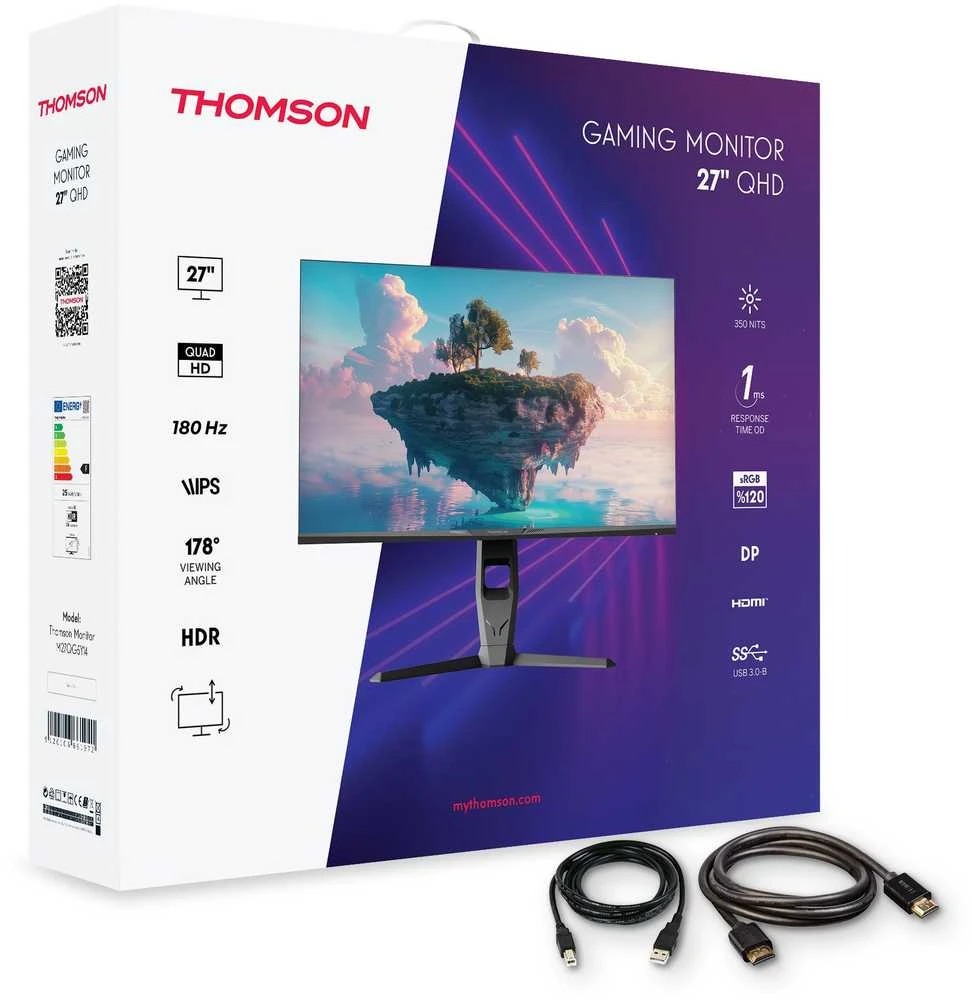 Thomson M27QG5Y14 kompiuterio monitorius 68,6 cm (27″) 2560 x 1440 pikseliai Quad HD LED Pilka