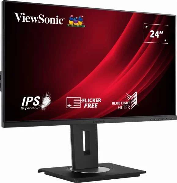 ViewSonic VG2448a-2 24 colių „Full HD Monitorius SuperClear® IPS LED“ su berėme krašteliu trijose pusėse su VGA, HDMI, „DipsplayPort“, 4 USB jungtimis, garsiakalbiais ir visiškai ergonomišku stovu, dideliu pakreipimo kampu, dviejų krypčių pasukimu, plonam klientui montuojamu dizainu.