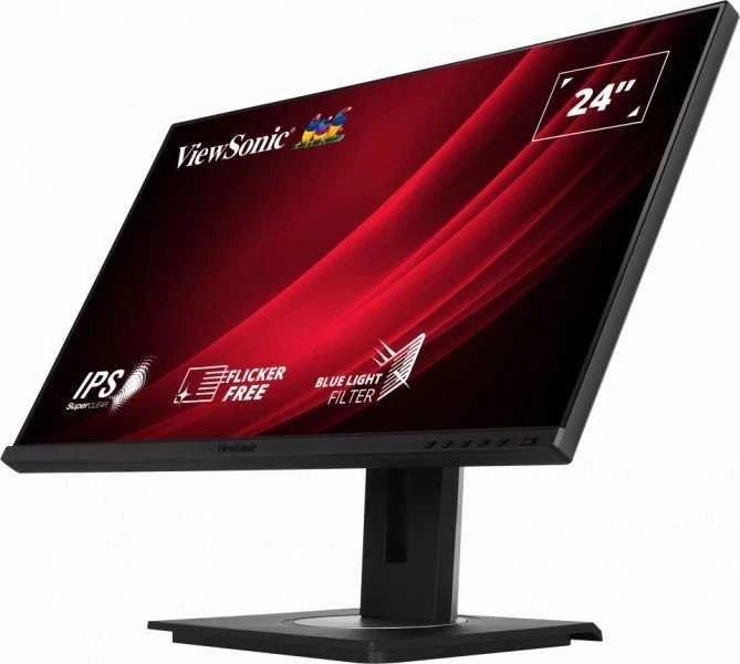 ViewSonic VG2448a-2 24 colių „Full HD Monitorius SuperClear® IPS LED“ su berėme krašteliu trijose pusėse su VGA, HDMI, „DipsplayPort“, 4 USB jungtimis, garsiakalbiais ir visiškai ergonomišku stovu, dideliu pakreipimo kampu, dviejų krypčių pasukimu, plonam klientui montuojamu dizainu.