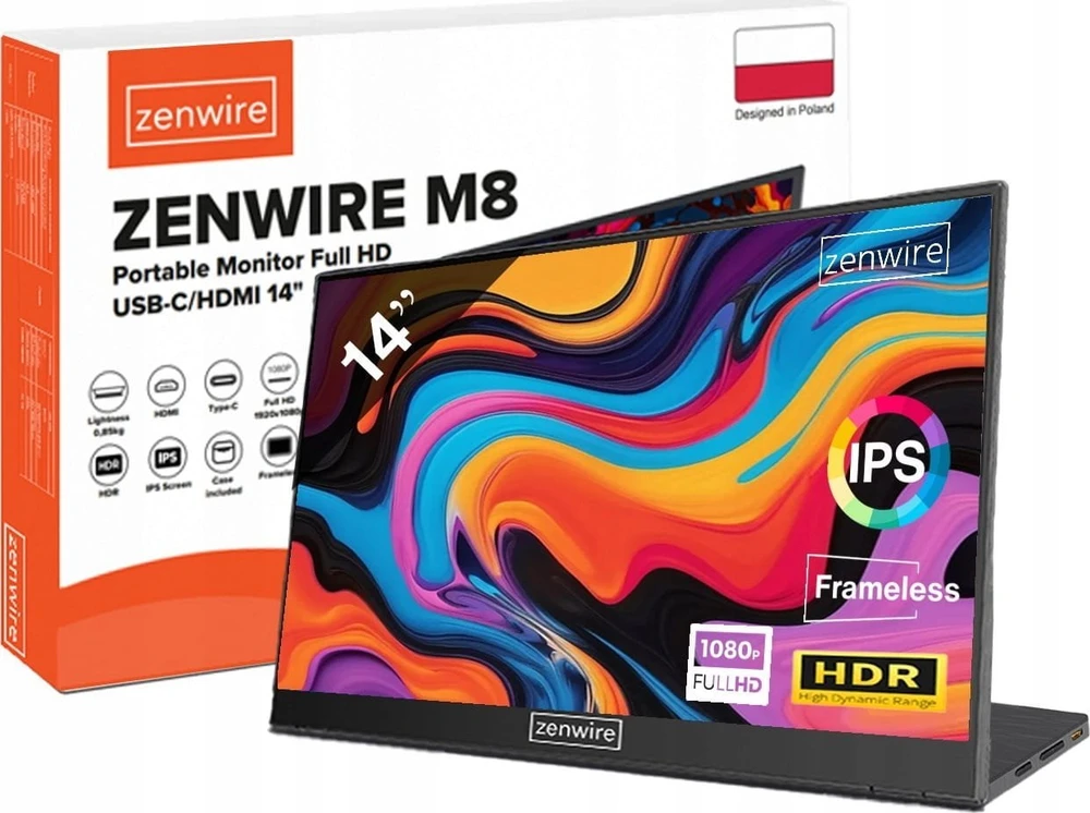Monitorius Zenwire M8 Full HD 14'' IPS HDR USB-C HDMI (7996823)