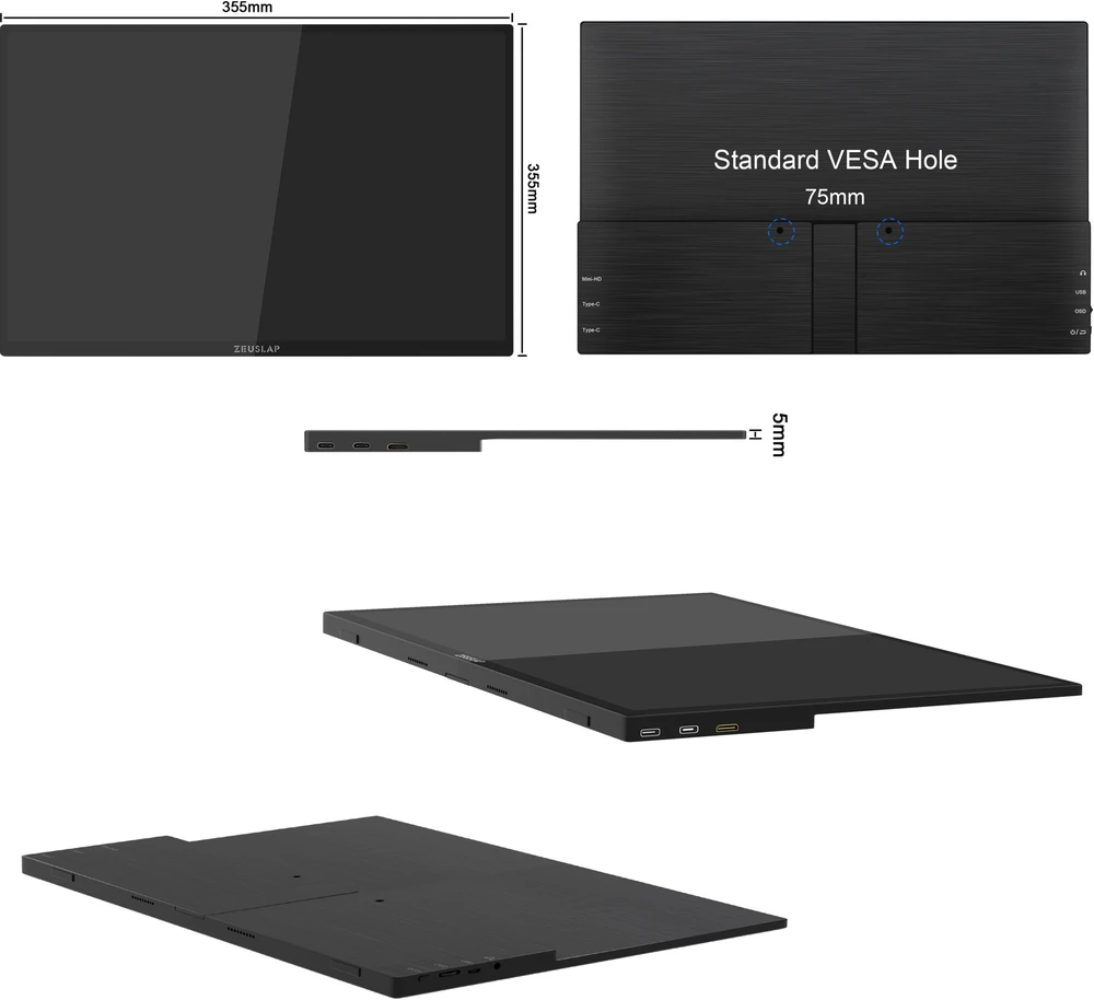 Monitorius ZEUSLAP P16ST - 120-144Hz | QHD | IPS | 16"
