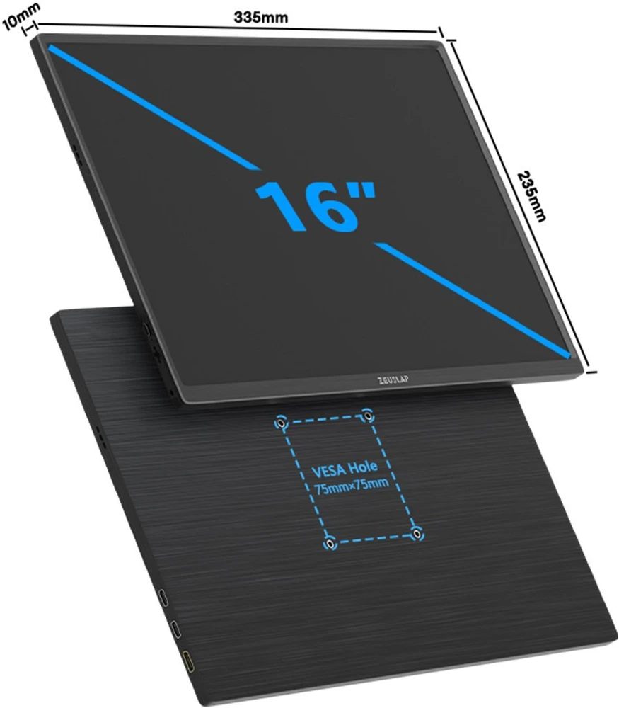 Monitorius ZEUSLAP P25K - 60Hz | QHD | IPS | 16"