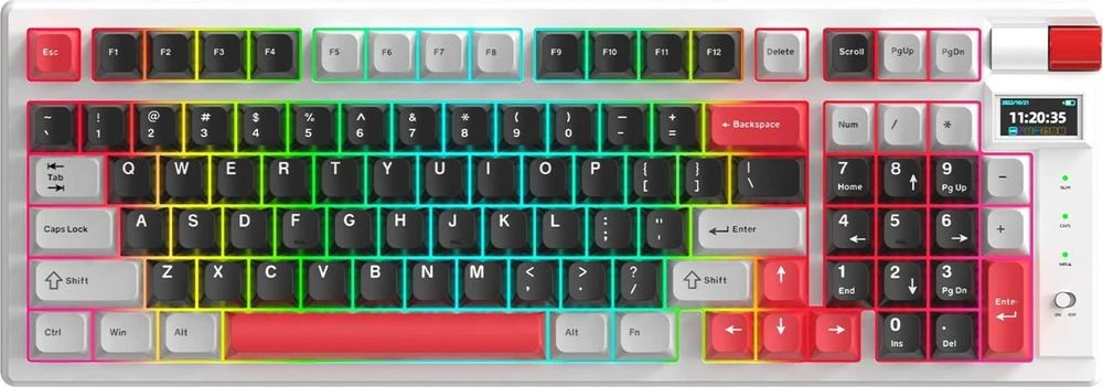 Belaidė mechaninė klaviatūra MarvoTech Monka Storm KG991W su RGB | US išdėstymas, Jixian Blue perjungikliai