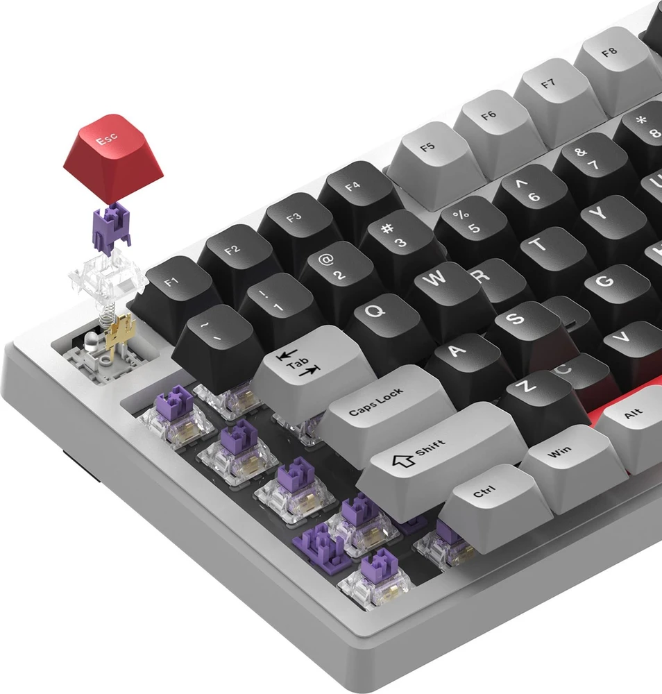 Belaidė mechaninė klaviatūra MarvoTech Monka Storm KG991W su RGB | US išdėstymas, Jixian Blue perjungikliai