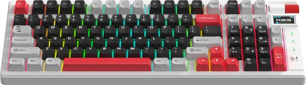 Belaidė mechaninė klaviatūra MarvoTech Monka Storm KG991W su RGB | US išdėstymas, Jixian Blue perjungikliai
