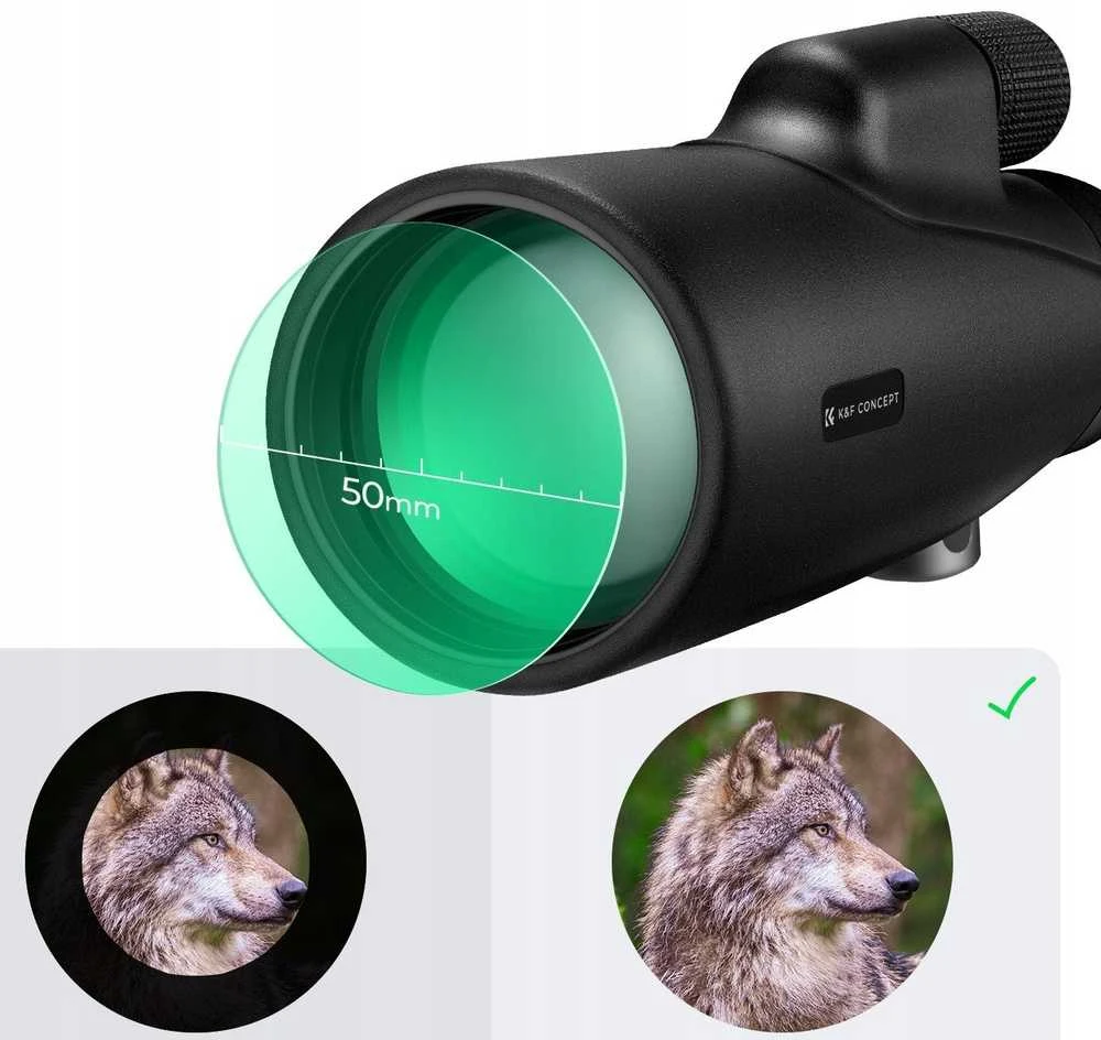 Kf monokuliniai žiūronai K&f Concept azoto žiūronai 12x50mm 12x50 Tank4 IP65 + dėklas / Kf33.091