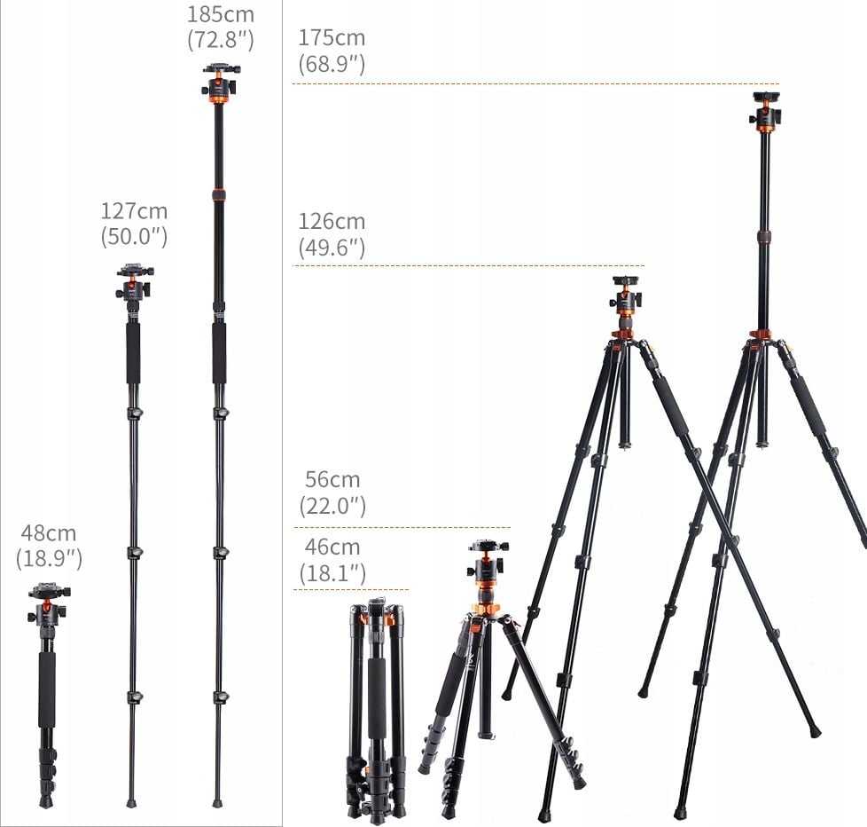 „K&F Concept“ monopodinis trikojis aliuminio/magnio 175/185 cm / KF09.089