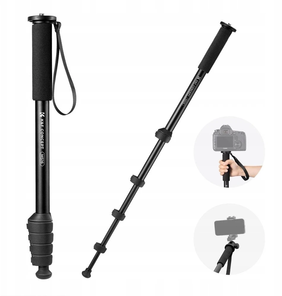 Foto Monopodas - K&F Concept MS16 160cm Aukštis 10kg Apkrova 5-Skyrių 330g