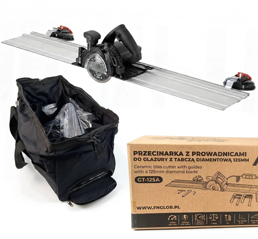 Monroe plytelių pjūklas su kreiptuvais GLOB TOOLS GT-125A su deimantine disku 125mm (GLOBTOOLS-KE125A)
