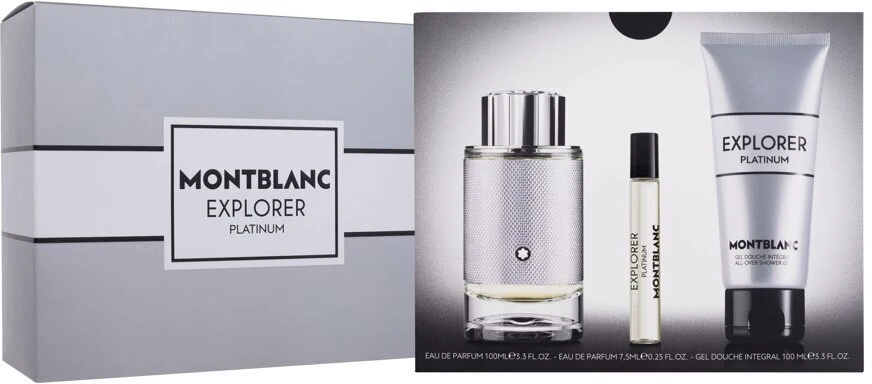 Mont Blanc Montblanc Explorer Platinum Eau De Perfume Purškiklis 100ml rinkinys vyrams 3 vnt