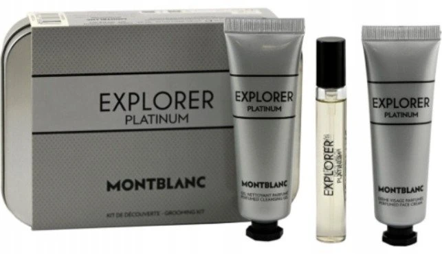 Mont Blanc Set Montblanc: Explorer Platinum Eau De Parfum For Men 7.5 ml + Explorer Platinum Hydrating Kreminis For Face, 30 ml + Explorer Platinum Hydrating Dušo želė All Skin Types, 30 ml
