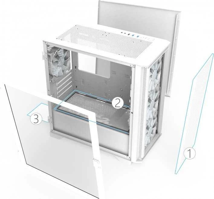 Montech AIR 100 ARGB, Micro-ATX, Tempered Glass – baltos spalvos