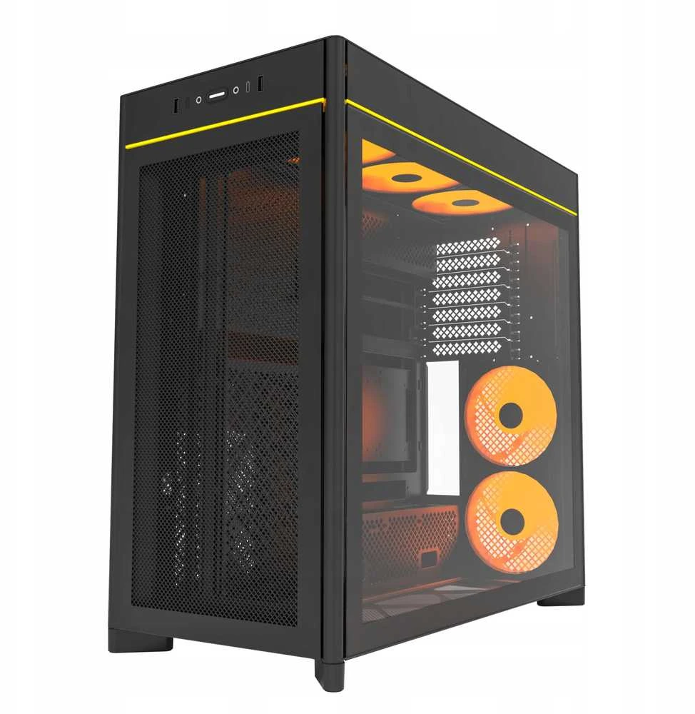Montech HS01 PRO PC-kompiuterio korpusas, Midi-Tower, ATX, aRGB, Tempered Glass – juodos spalvos