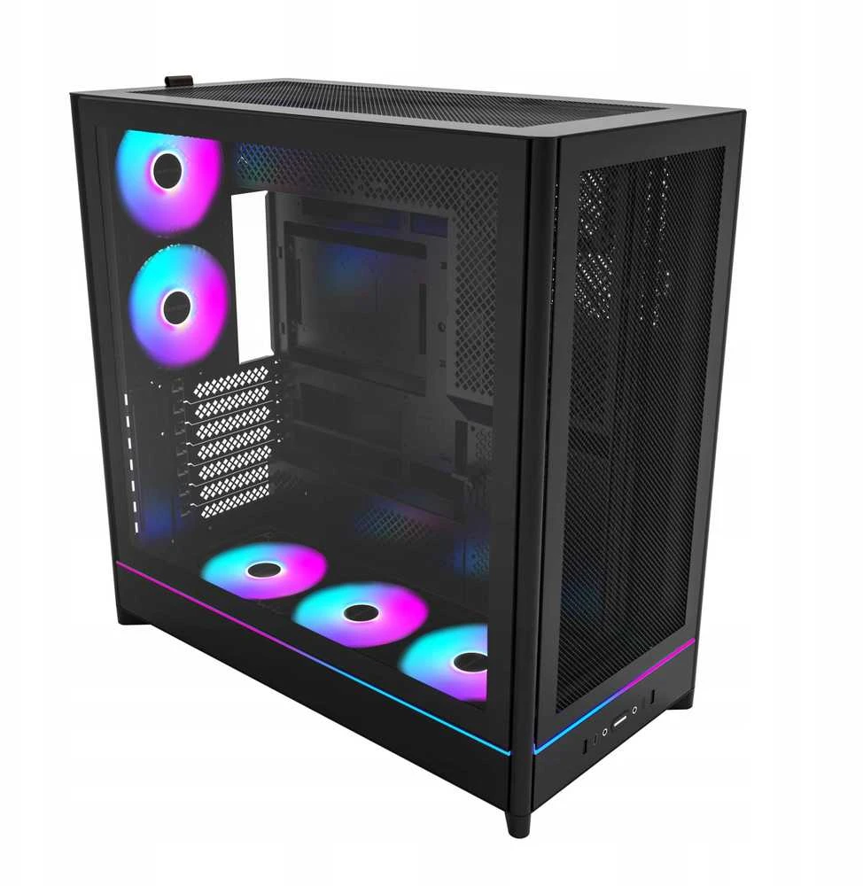 Montech HS01 PRO PC-kompiuterio korpusas, Midi-Tower, ATX, aRGB, Tempered Glass – juodos spalvos