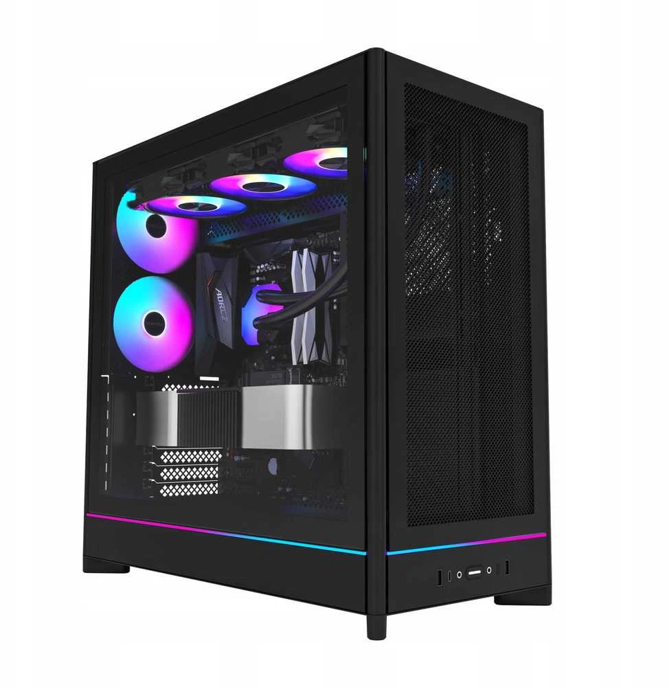 Montech HS01 PRO PC-kompiuterio korpusas, Midi-Tower, ATX, aRGB, Tempered Glass – juodos spalvos