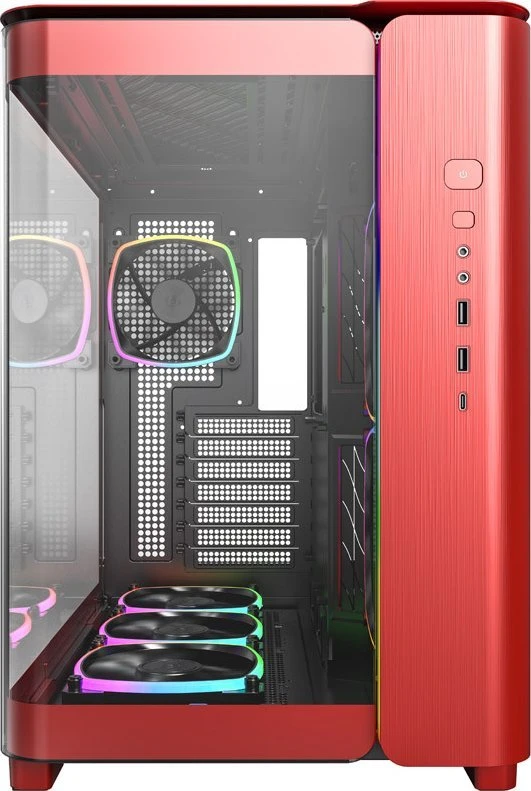 „Montech KING 95 PRO“ vidutinio dydžio bokštas, grūdintas stiklas, ARGB – Raudona
