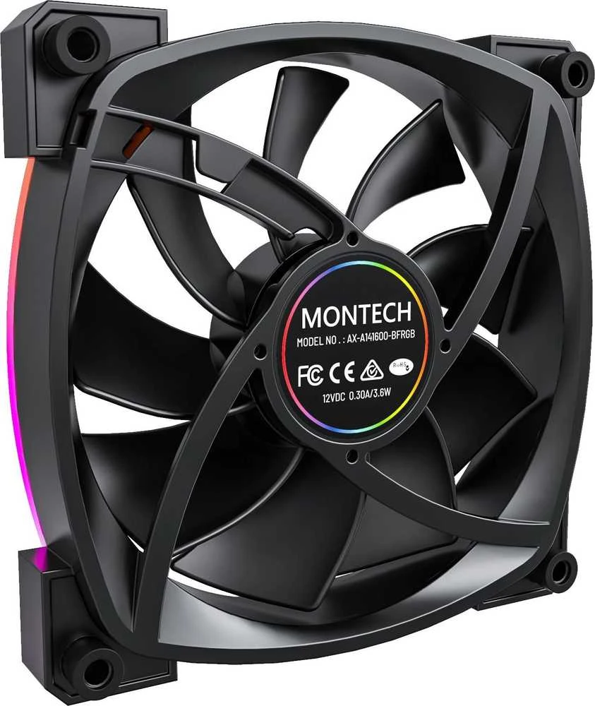 Montech AX140 PWM ARGB korpuso ventiliatorius – 140mm, juodos spalvos