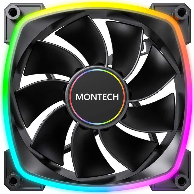 Montech RX140 PWM ARGB Reverse korpuso ventiliatorius - 140mm, juodos spalvos