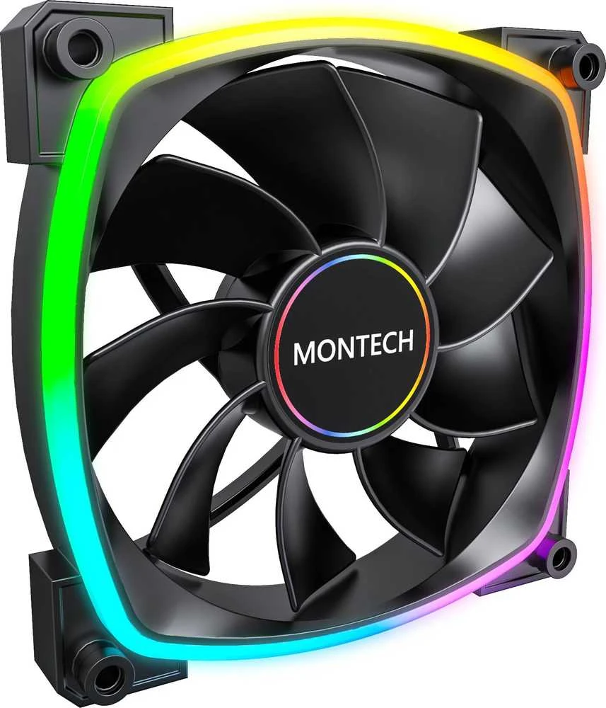 Montech RX140 PWM ARGB Reverse korpuso ventiliatorius - 140mm, juodos spalvos