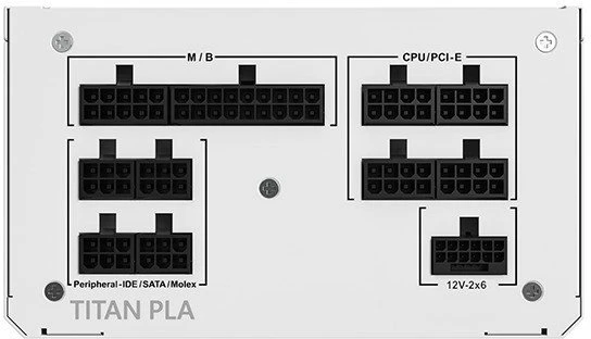 „Montech Titan PLA 750W“ – „80 PLUS“ ir „Cybenetics Platinum“, modulinis, PCIe 5.1 – 750 vatų, baltos spalvos