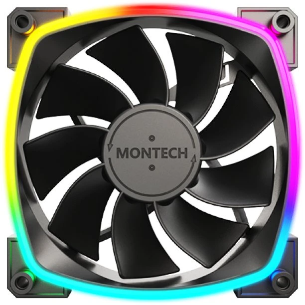 Montech RX120 juodas ventiliatorius su ARGB apšvietimu